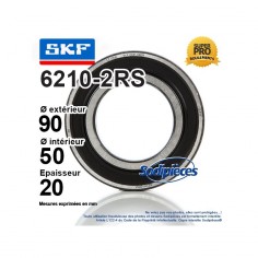 Roulement à billes 6210-2RS SKF. Double étanchéité 2