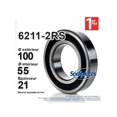 Roulement à billes 6211-2RS 1er Prix. Double étanchéité