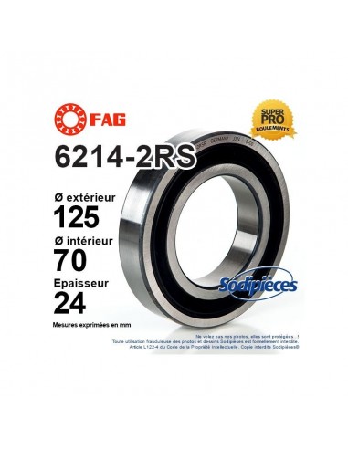 Roulement à billes 6214-2RS FAG. Double étanchéité