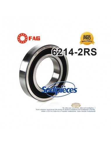 Roulement à billes 6214-2RS FAG. Double étanchéité