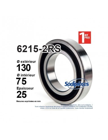 Roulement à billes 6215-2RS 1er Prix. Double étanchéité
