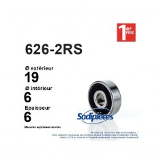 Roulement à billes 626-2RS 1er Prix. Double étanchéité