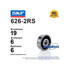 Roulement à billes 626-2RS SKF. Double étanchéité