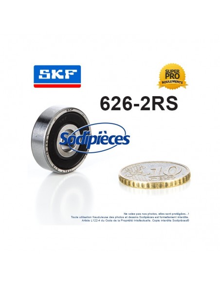 Roulement à billes 626-2RS SKF. Double étanchéité