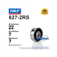 Roulement à billes 627-2RS SKF. Double étanchéité