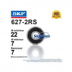 Roulement à billes 627-2RS SKF. Double étanchéité 2