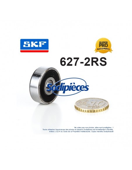 Roulement à billes 627-2RS SKF. Double étanchéité