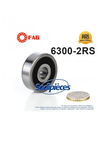 Roulement à billes 6300-2RS FAG. Double étanchéité