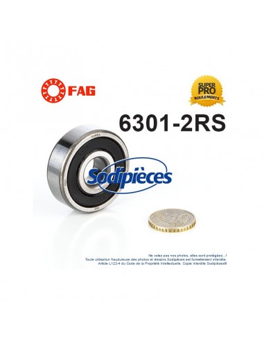 Roulement à billes 6301-2RS FAG. Double étanchéité