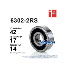 Roulement à billes 6302-2RS 1er Prix. Double étanchéité