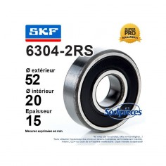 Roulement à billes 6304-2RS SKF. Double étanchéité