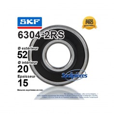 Roulement à billes 6304-2RS SKF. Double étanchéité 2