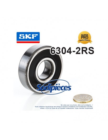 Roulement à billes 6304-2RS SKF. Double étanchéité