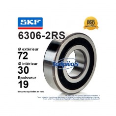 Roulement à billes 6306-2RS SKF. Double étanchéité