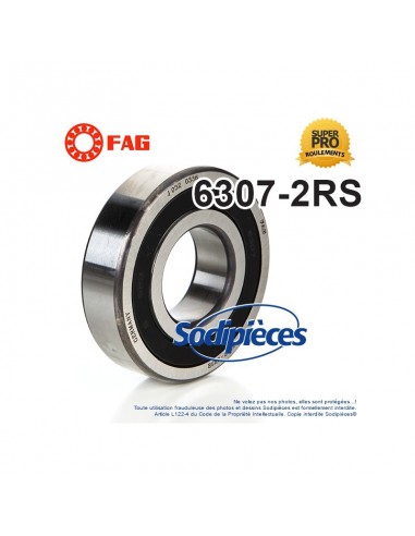 Roulement à billes 6307-2RS FAG. Double étanchéité