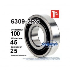 Roulement à billes 6309-2RS 1er Prix. Double étanchéité