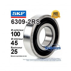 Roulement à billes 6309-2RS SKF. Double étanchéité