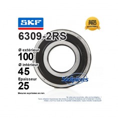 Roulement à billes 6309-2RS SKF. Double étanchéité 2