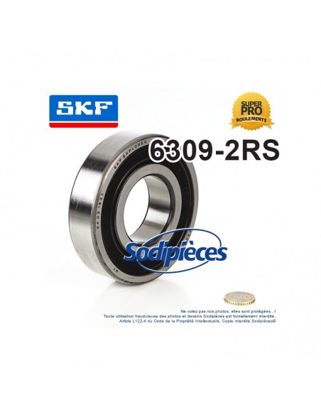 Roulement à billes 6309-2RS SKF. Double étanchéité