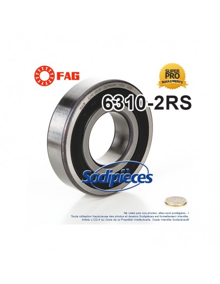 Roulement à billes 6310-2RS FAG. Double étanchéité