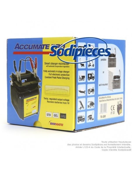 Chargeur pour 12/24V, AGM, GEL et conventionnelles - Courant de charge: 4A