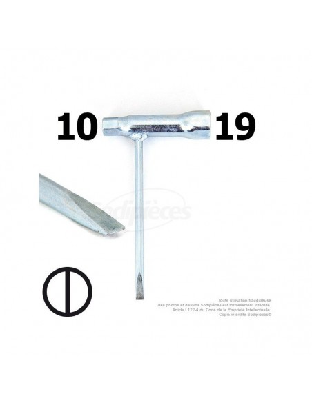 Clé à bougie 10 et 19 avec manche tournevis