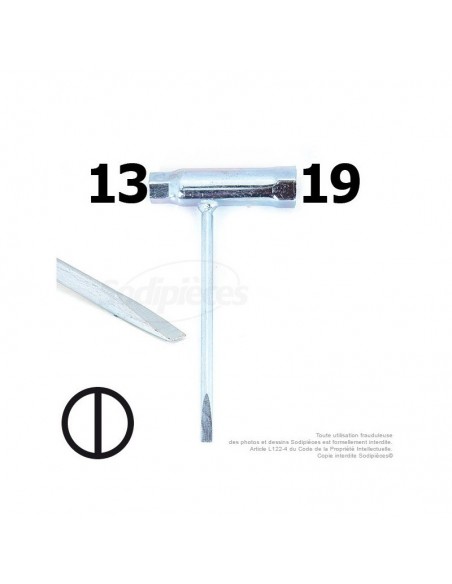 Clé à bougie 13 et 19 avec manche tournevis